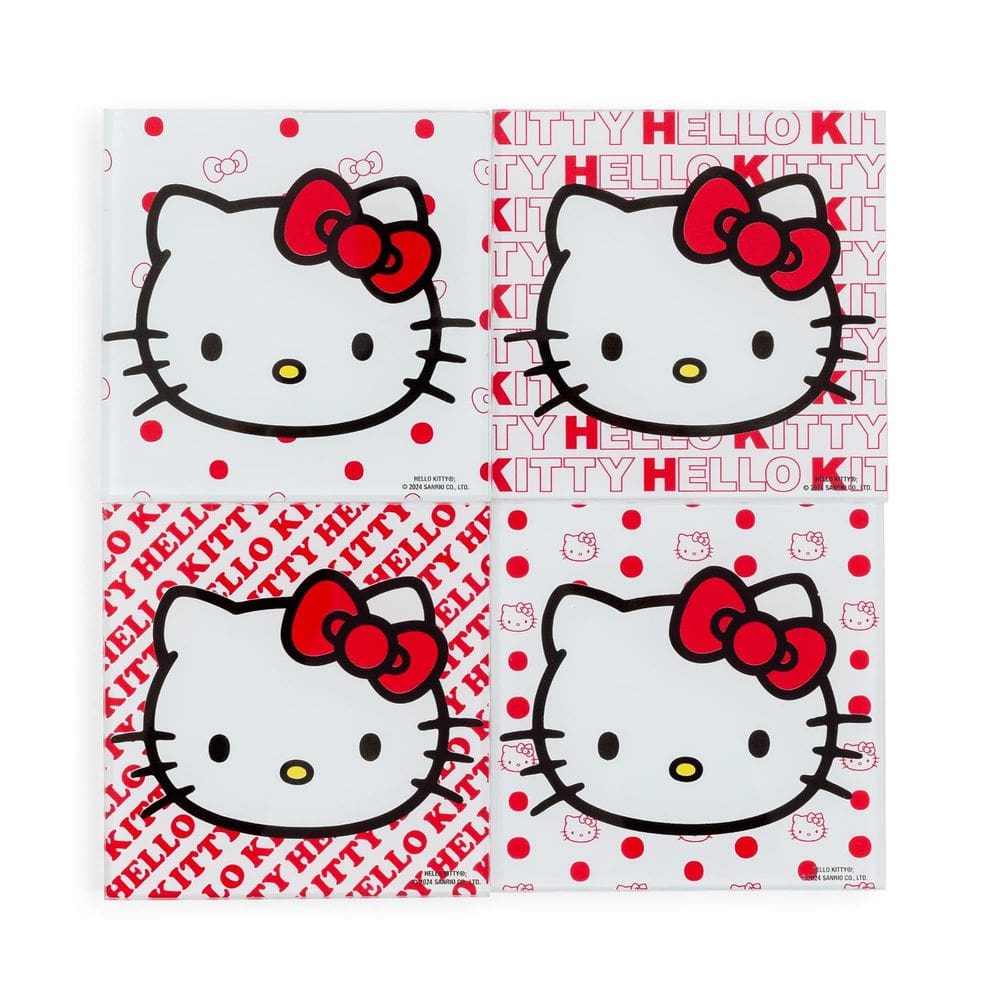 Conjunto de porta-copos Sanrio Hello Kitty Red Bow Glass x4