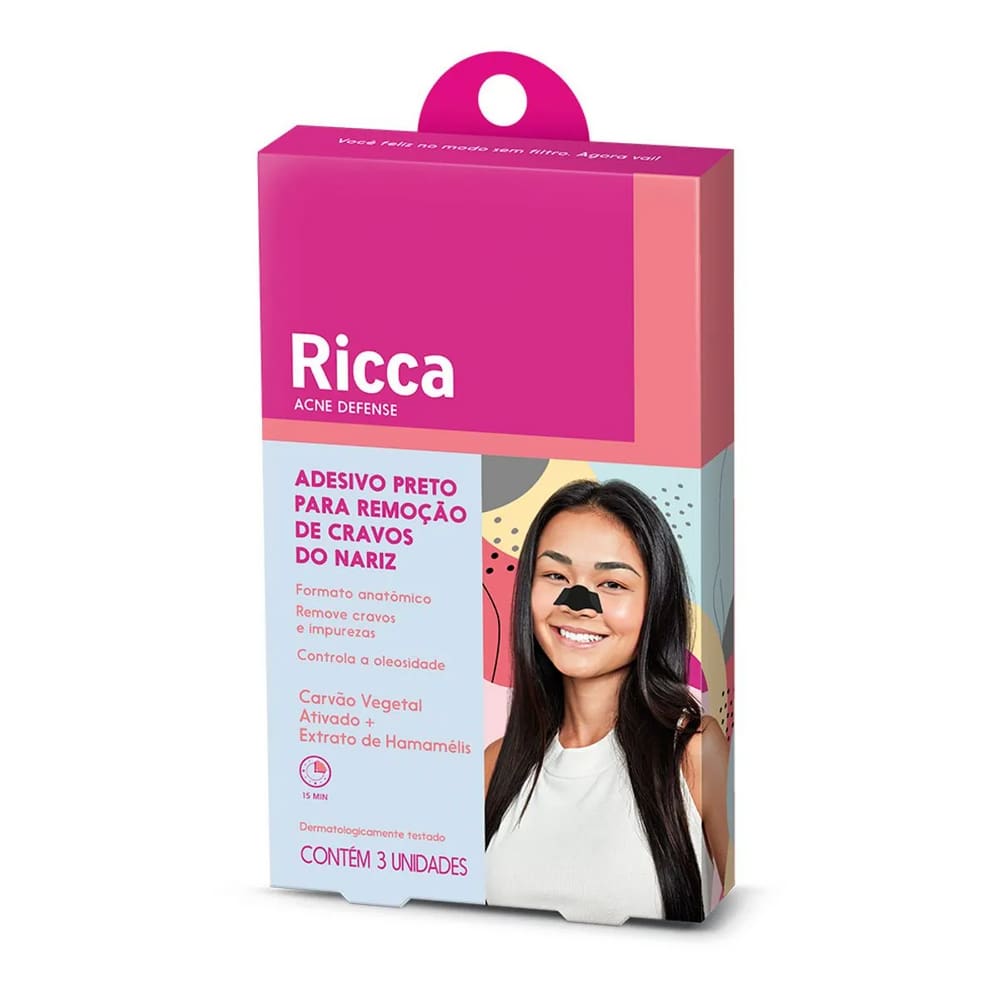 Adesivo Preto Para Remoção De Cravos Do Nariz Acne Defense - Ricca