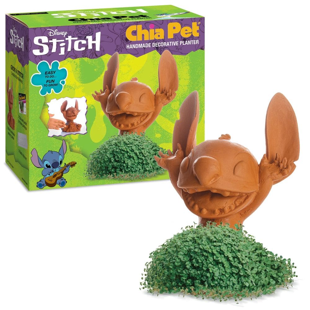 Plantador de cerâmica decorativo Chia Pet Stitch com pacote de sementes