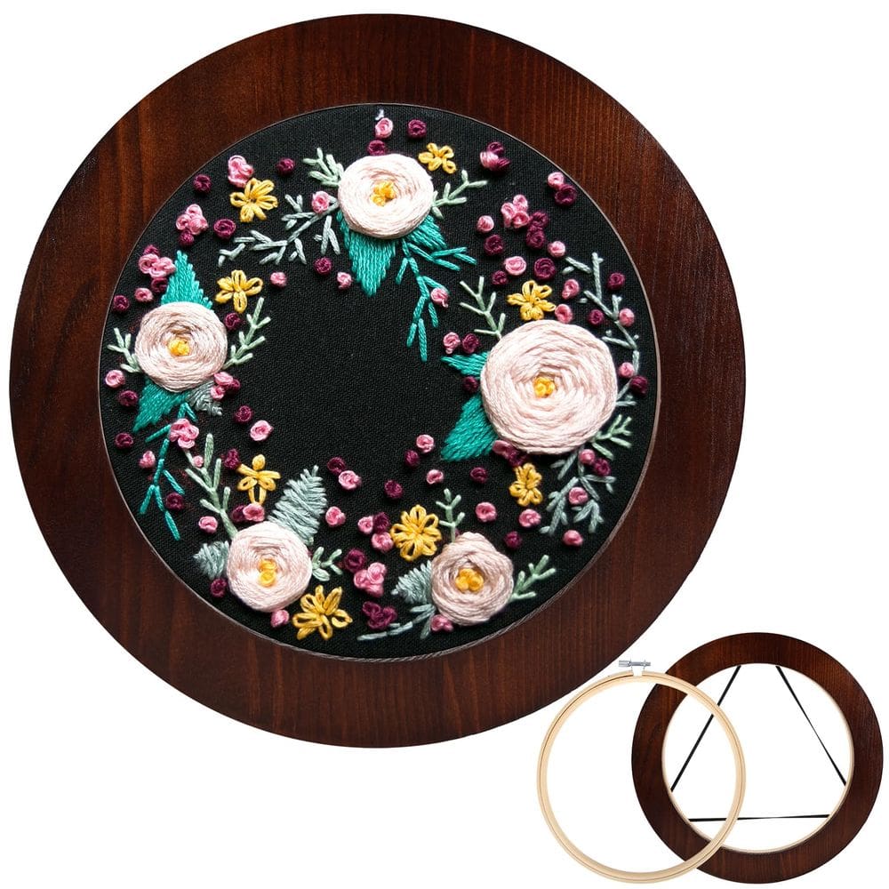 Moldura de argola bordada Xembro Wood 20 cm para ponto cruz