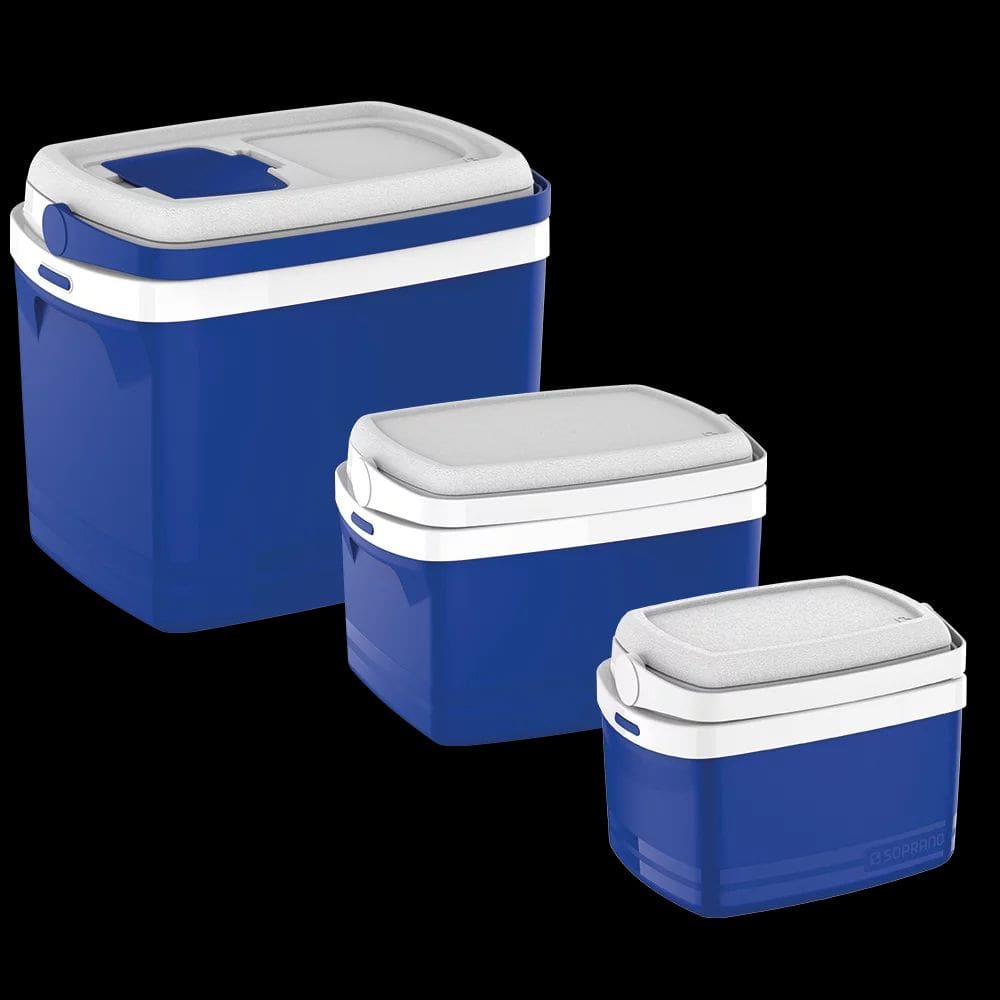 Caixa Termica Combo com 32, 12, 5 L Cooler Azul Soprano
