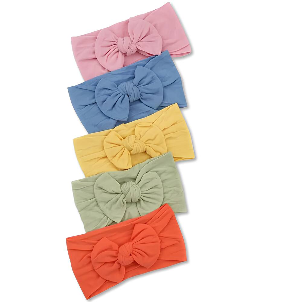 Laços de Bebê Faixa Grossa Turbante Infantil Kit 5 unidades