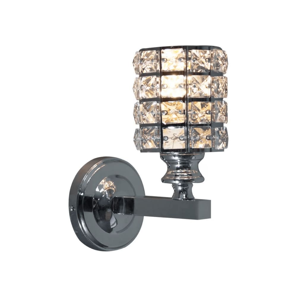 Arandela Metal e Cristal Cromado Redonda 1E27 17,5cm