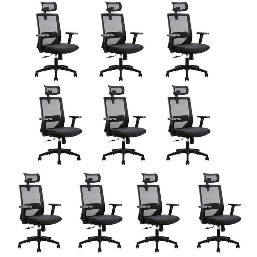 Kit 10 Cadeiras Presidente Nr17 Office Chicago Preto