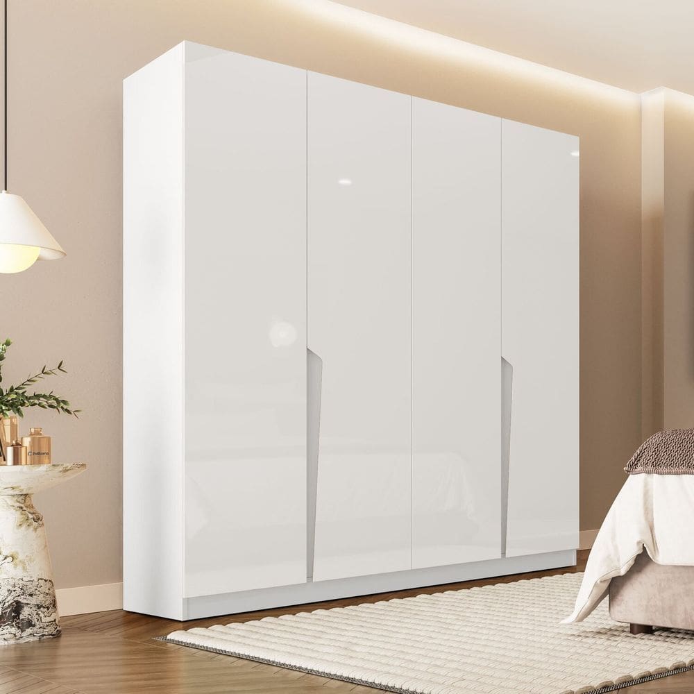 Guarda-roupa Casal 4 Portas 4 Gavetas Porto Branco