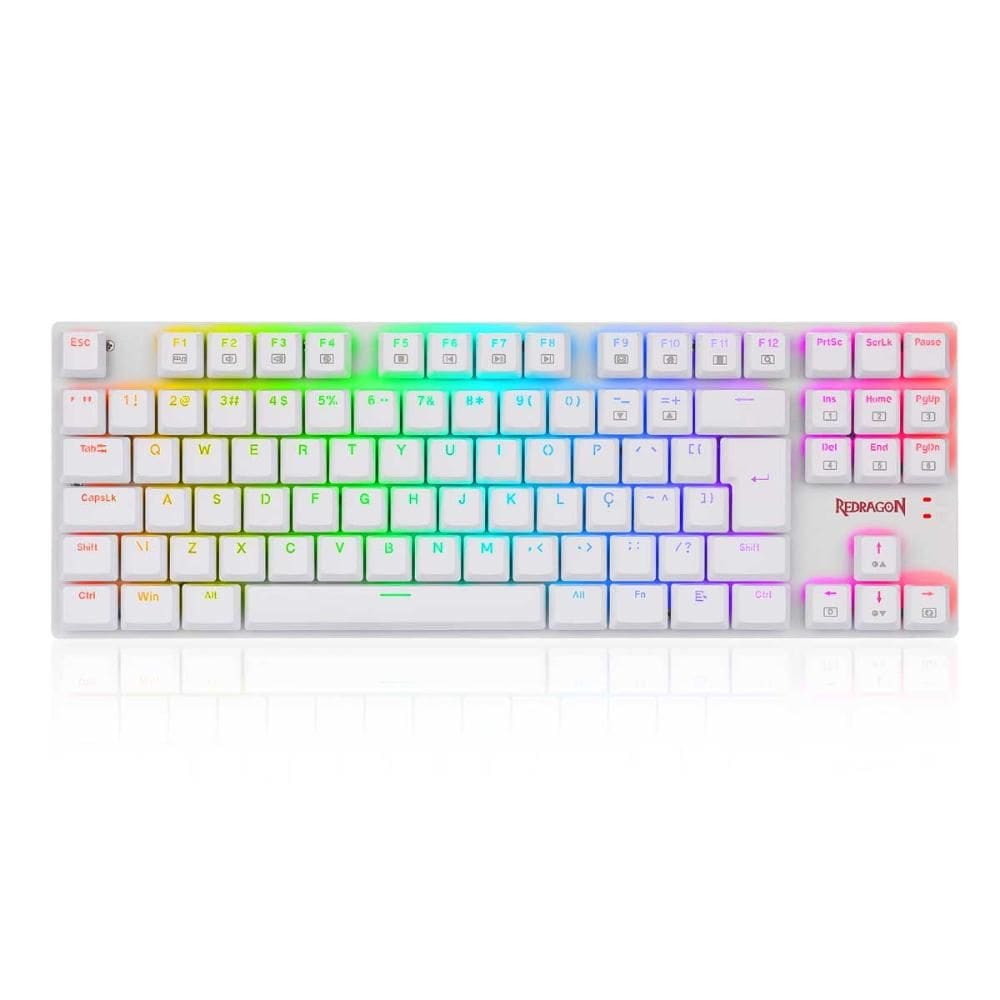 Teclado Mecânico Gamer Redragon APS - ABNT2 - RGB - Switch Azul - Branco - K607W-RGB