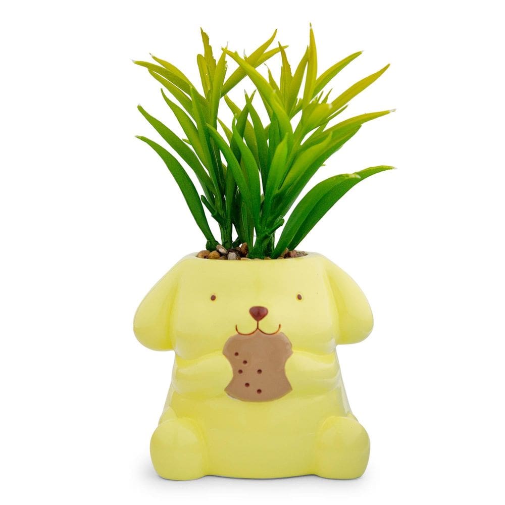 Mini plantadeira Sanrio Pompompurin Ceramic com planta artificial