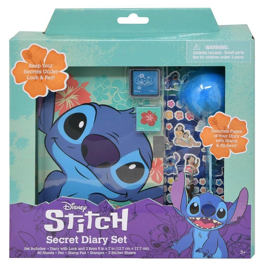 Conjunto de diário secreto Disney Stitch com fechadura, chaves e acessórios