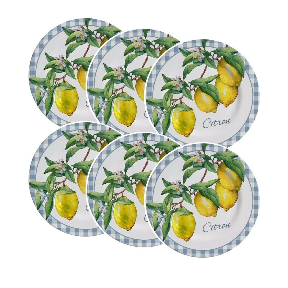 Conjunto de 6 Pratos Sobremesa de Cerâmica Amalfitana Citron 21cm - Alleanza