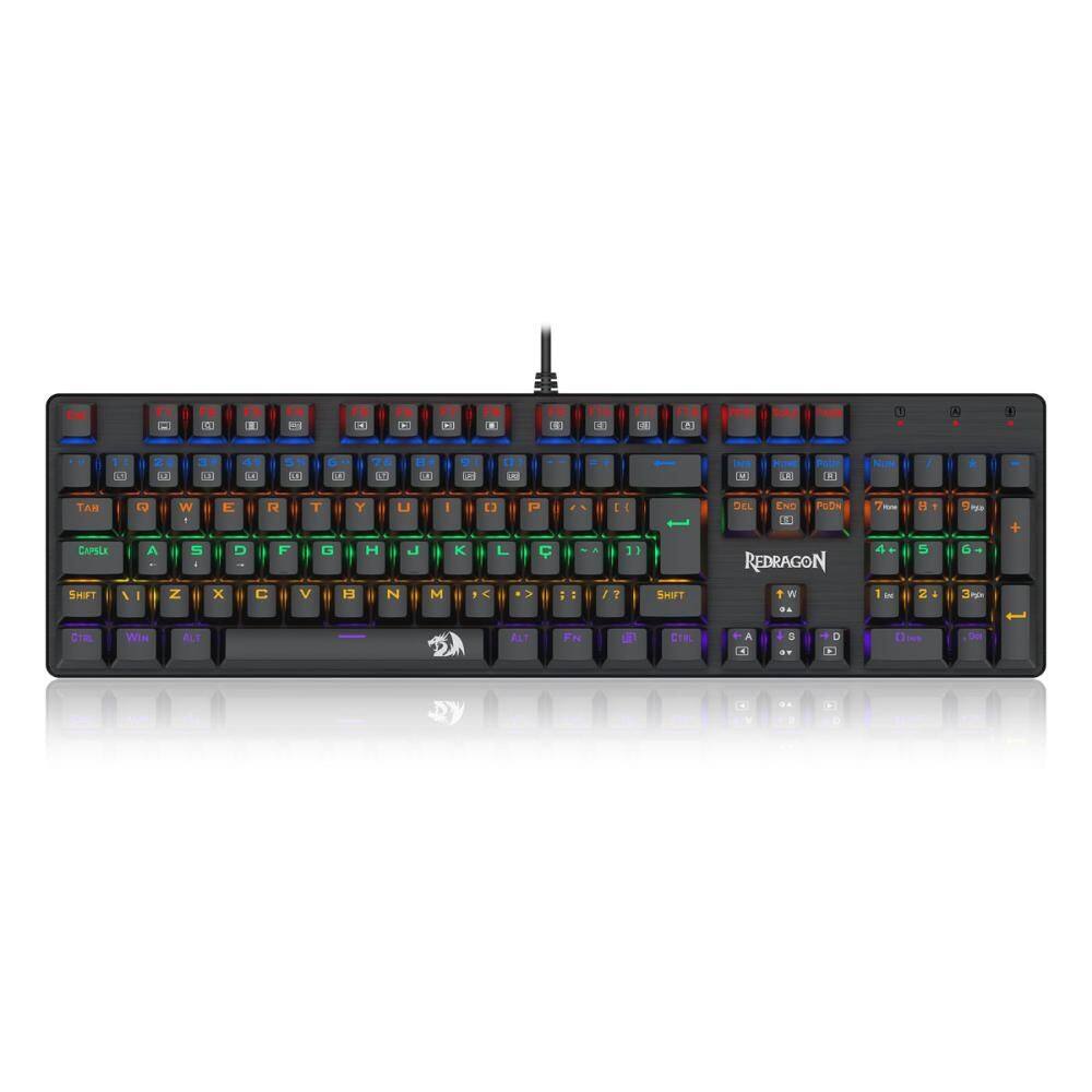 Teclado Mecânico Gamer Redragon Valheim - ABNT2 - Rainbow - Switch Brown - Preto - K608-R PT-Brown