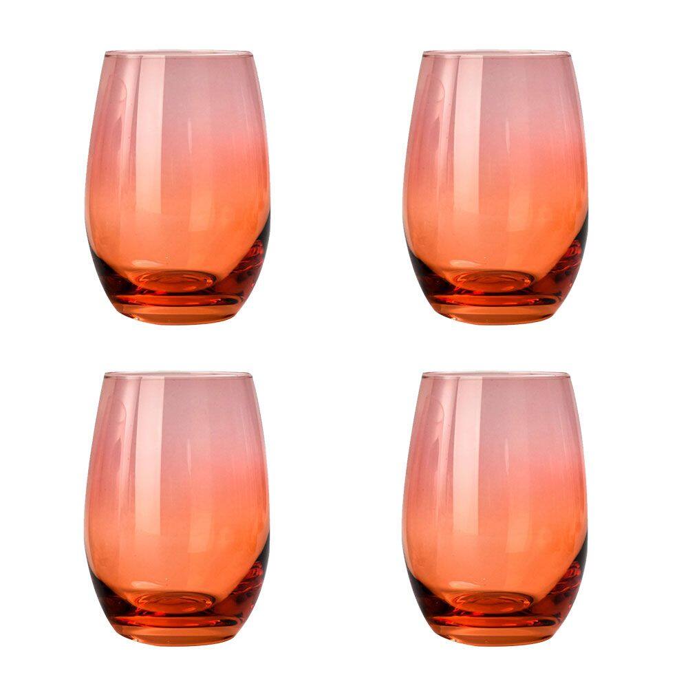 Jogo de 4 Copos em Cristal Laranja 510ml