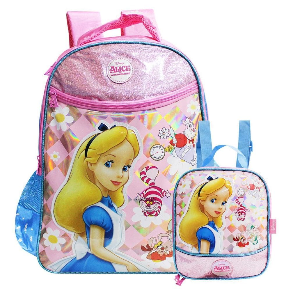 Kit Mochila Alice No País Das Maravilhas E Lancheira Térmica