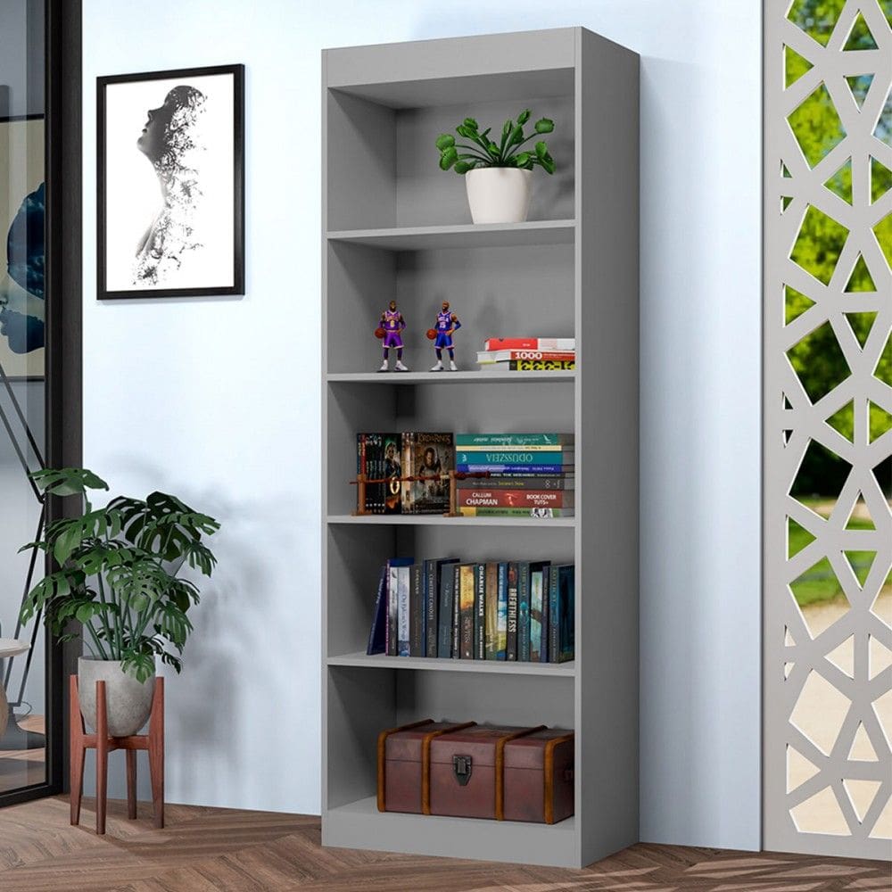 Estante para Livros Larissa 4 Prateleiras Cinza - J&a Móveis