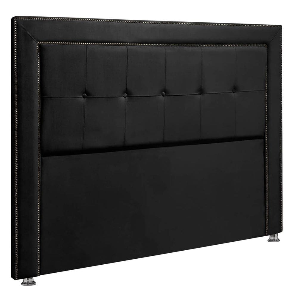 Cabeceira Estofada para Cama Box King 195cm Ravena Veludo Preto