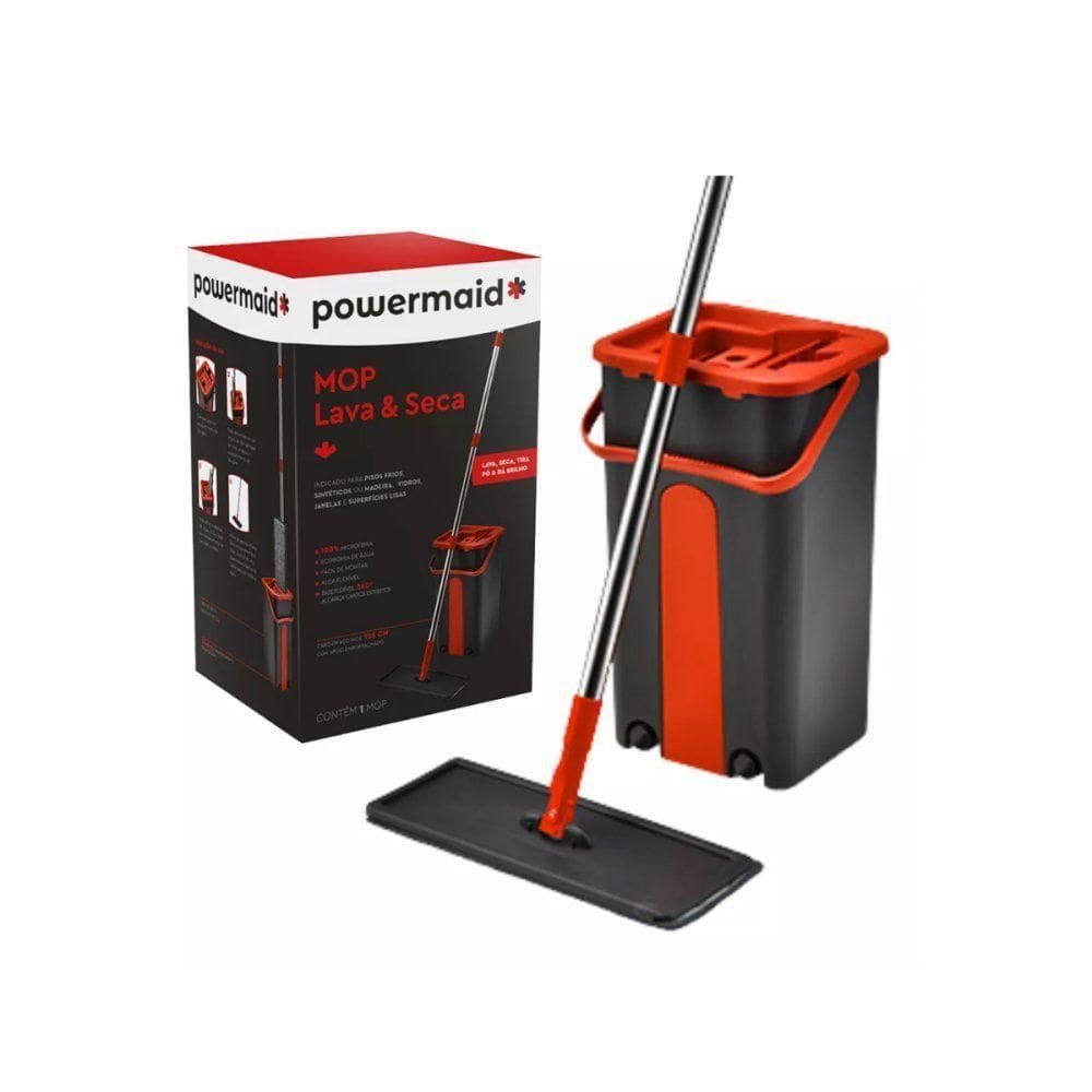 Flat Mop Rodo Lava E Seca Com Balde E 1 Refil