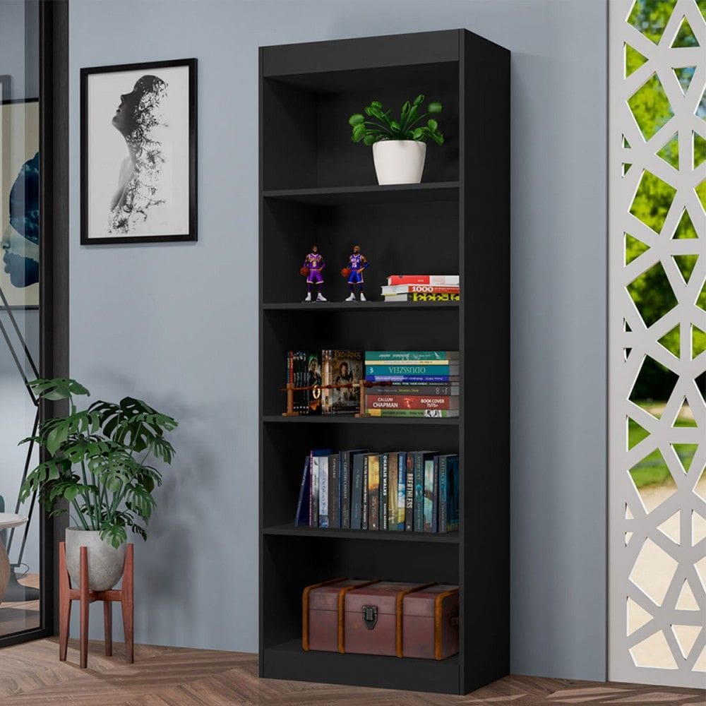 Estante para Livros Larissa 4 Prateleiras Preto - J&a Móveis