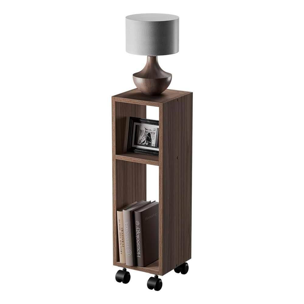 Mesa de Cabeceira Nogal Cama Solteiro Quarto Sala 20cm com rodízio
