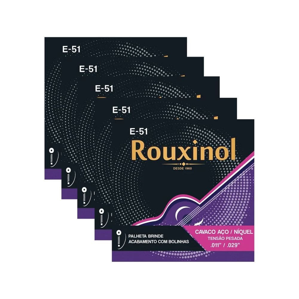 Kit 5 Encordoamento Cavaquinho Elétrico Acústico Rouxinol E51 0.11” PRE51L