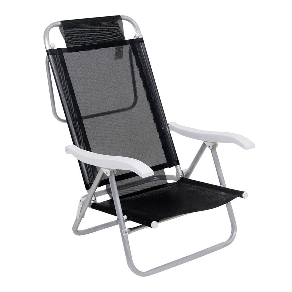 Cadeira Reclinável Sunny 6 Posições Em Alumíno Para Praia Piscina Camping Preta - 063007 Belfix