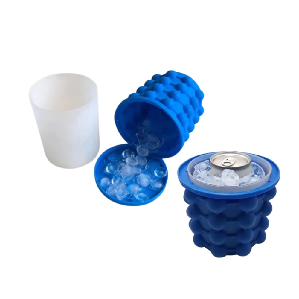 Balde Forma De Gelo Silicone Até 120 Cubos De Gelo Com Tampa