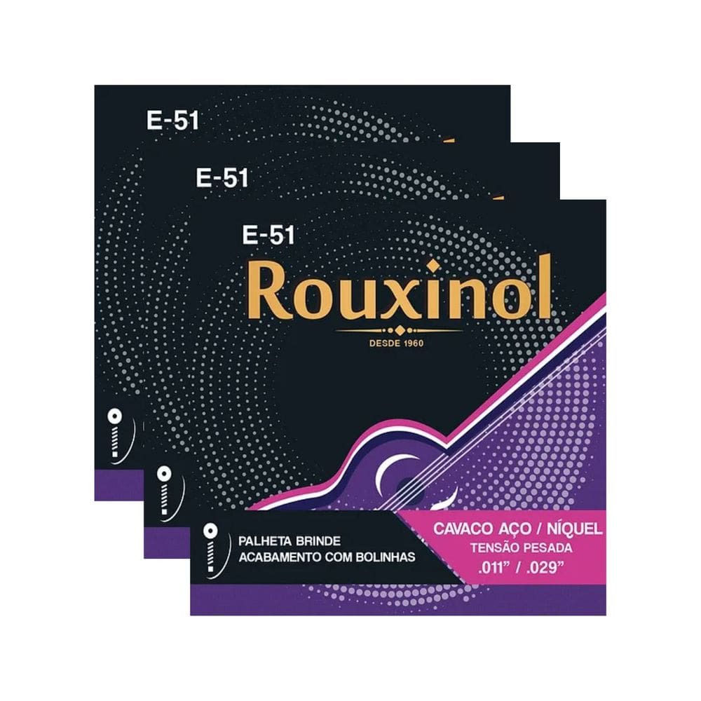 Kit 3 Encordoamento Cavaquinho Elétrico Acústico Rouxinol E51 0.11” PRE51L