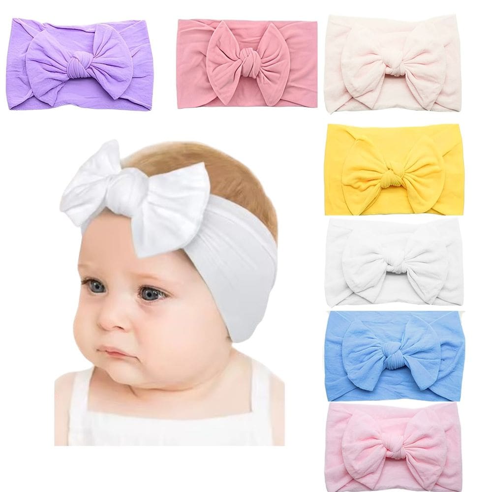 Kit 7 Lacinhos de Bebê na Faixa Meia de Seda Turbante de Bebê