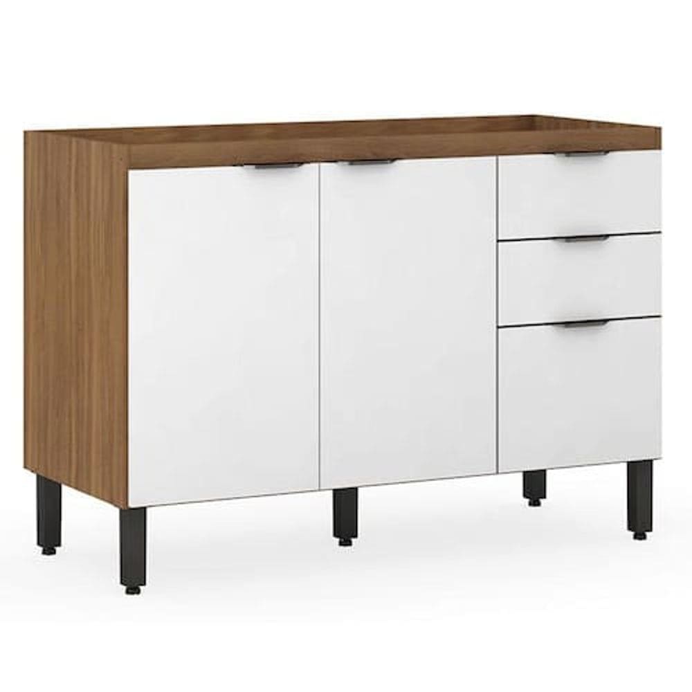 Balcão De Cozinha Para Pia Firenze 120 Cm Amendola/branco - Demóbile