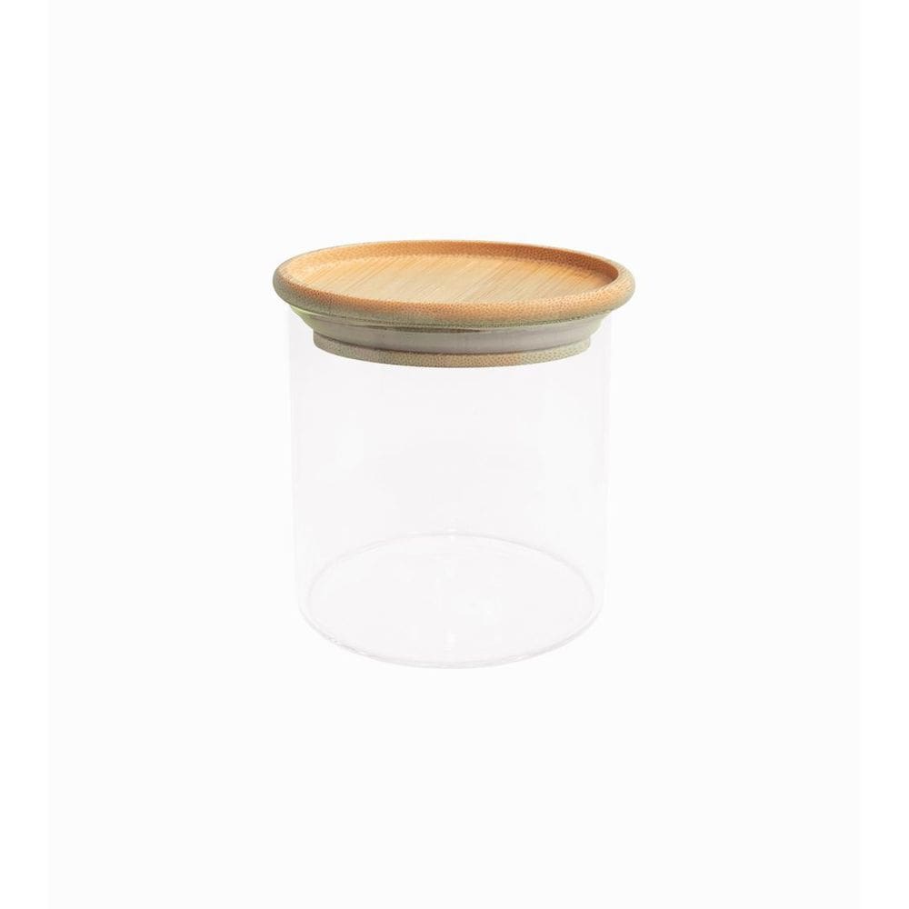 Pote Hermético De Vidro Empilhável 500Ml Com Tampa De Bambu