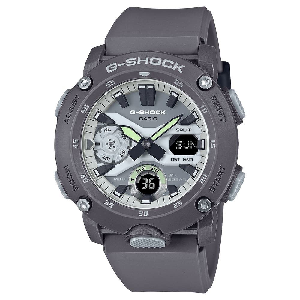Relógio CASIO G-SHOCK anadigi Hidden Glow cinza GA-2000HD-8ADR