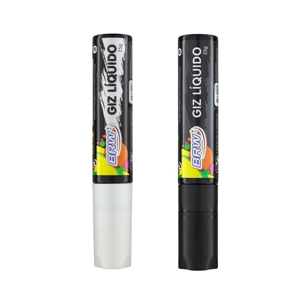 Kit 02 Canetão Giz Líquido 15mm BRW 25g Caneta Marcador p/ Lousa Vidros Espelhos Carros Vitrines