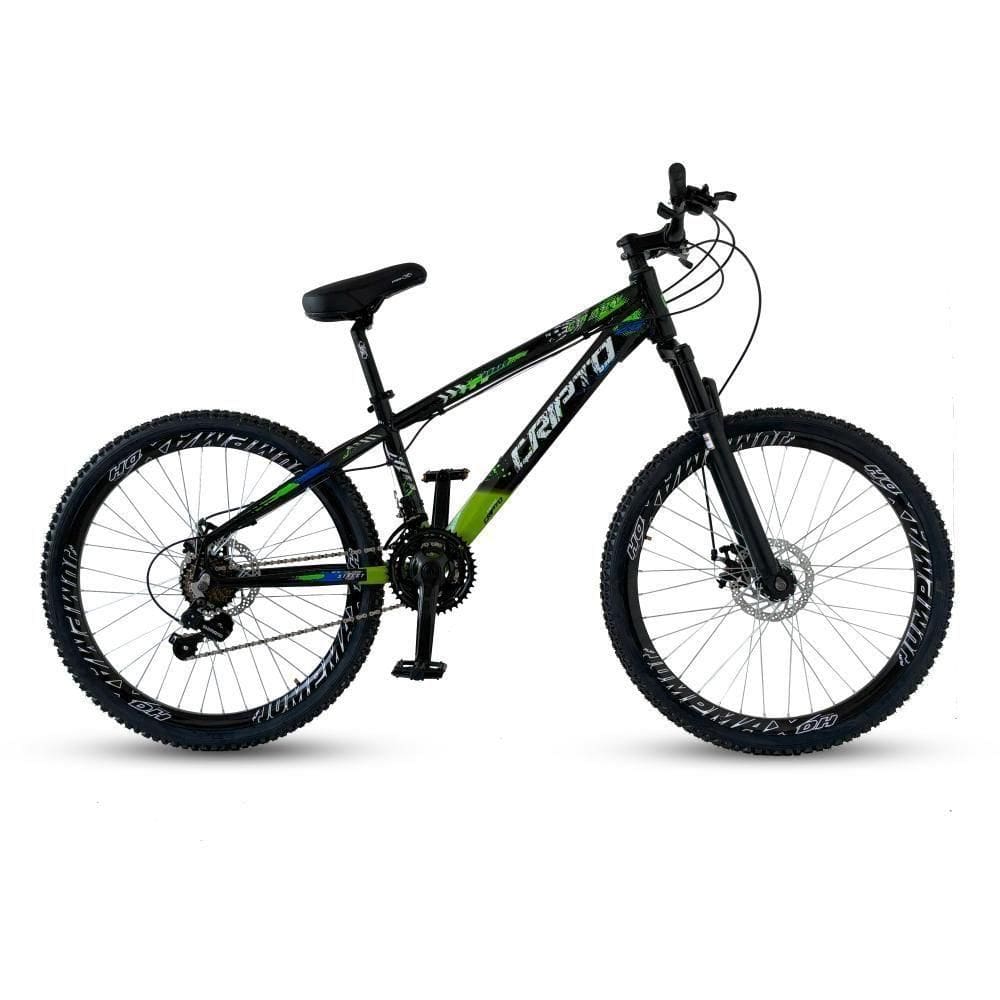 Bicicleta Aro 26 Cripto Freeride 21 Marchas Freios A Disco - Preto/verde