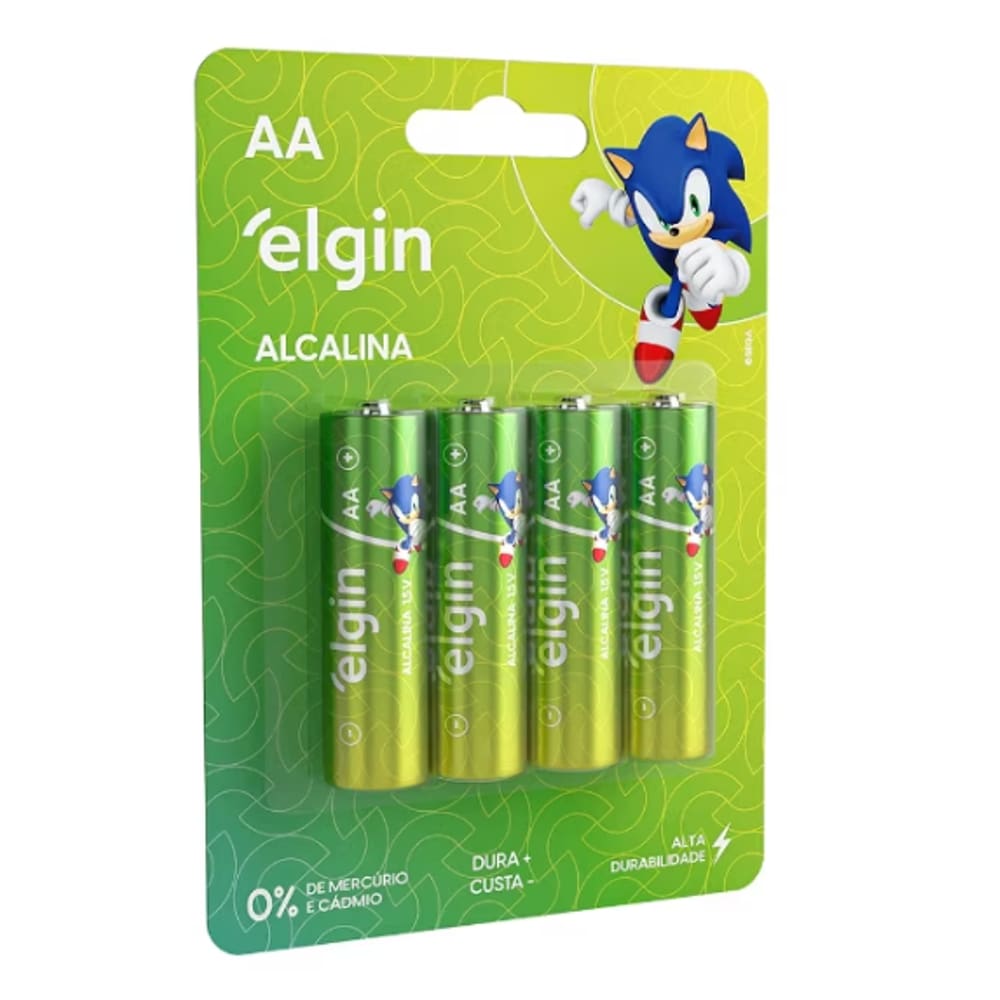 KIT COM 8 CARTELAS Pilha Alcalina Pequena AA Com 04 Unidades Sonic
