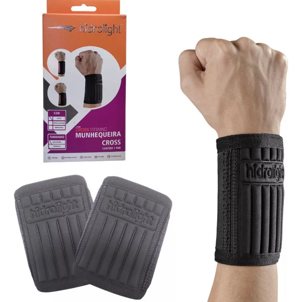 Munhequeira Cross Fit Training Ajustavel Preta Hidrolight Par