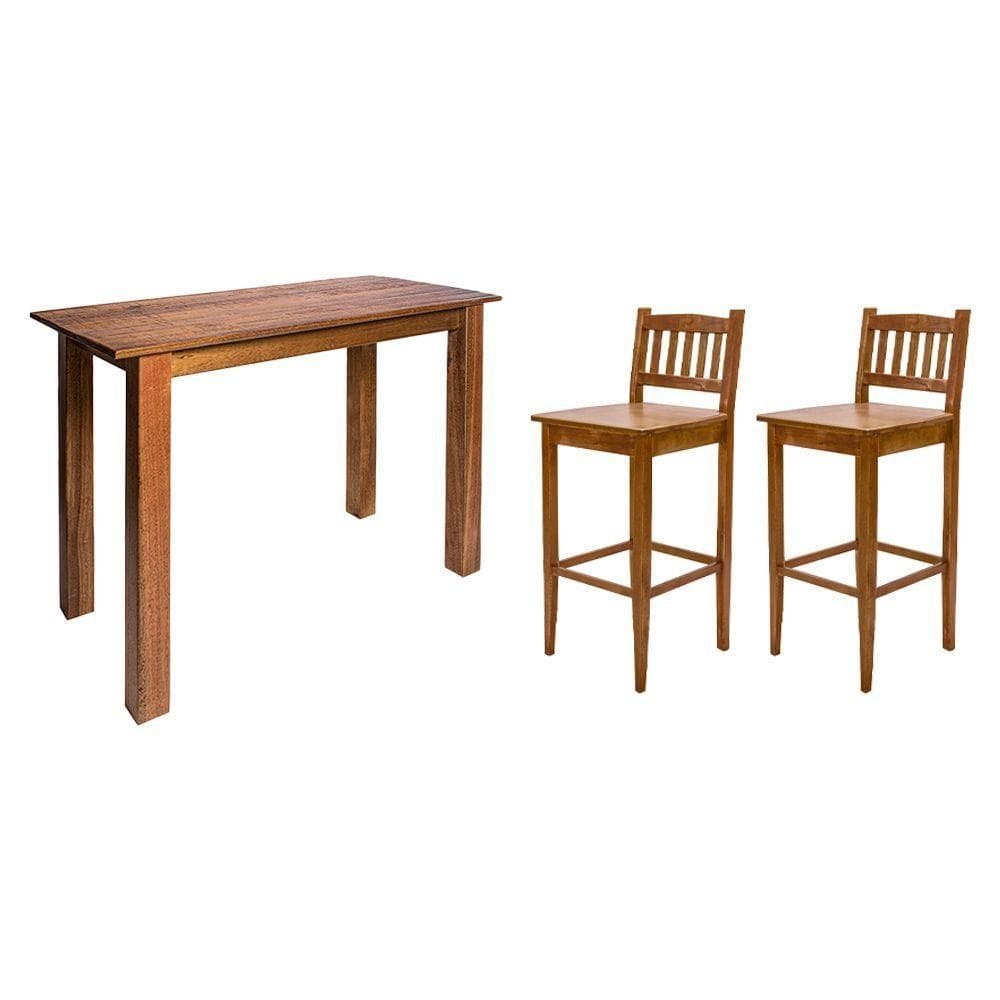 Conjunto Decorativo Aparador 1,30m Com 2 Banquetas Bh Para Hall De Apartamento Em Madeira Maciça - N - Bege