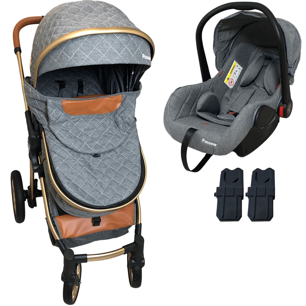 Carrinho de Bebe com Bebe Conforto Passear Baby Ares Plus Cinza