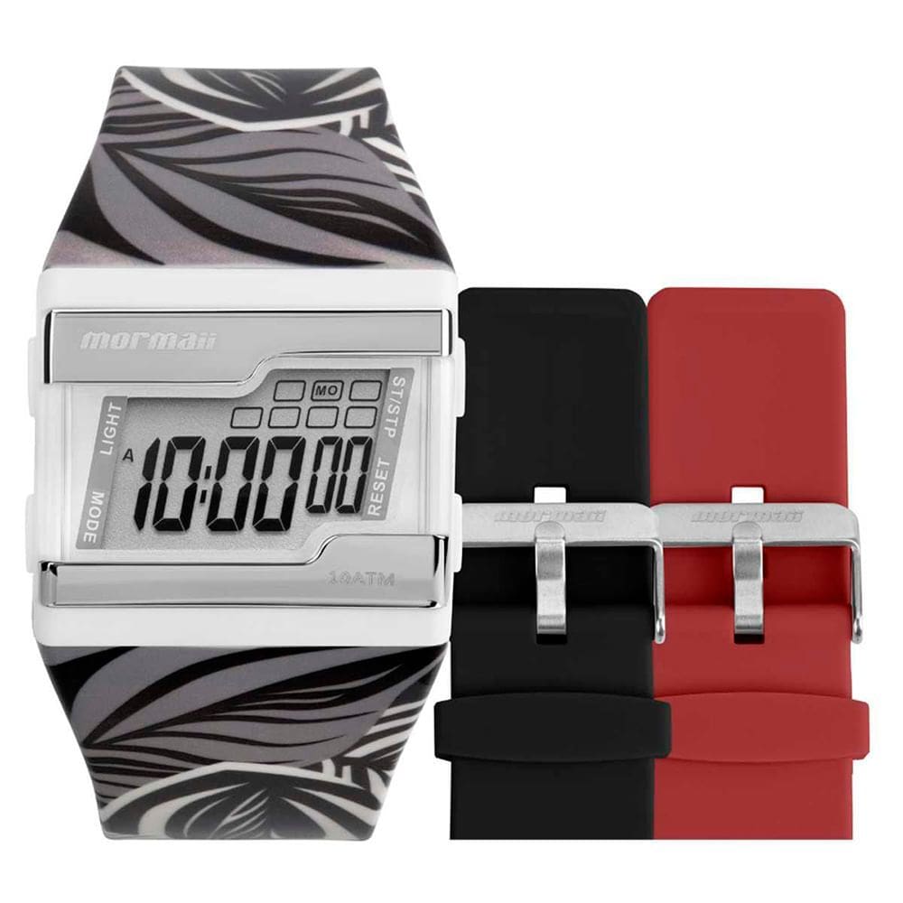 Relógio MORMAII KIT troca pulseira unissex estampado FZNB/8P