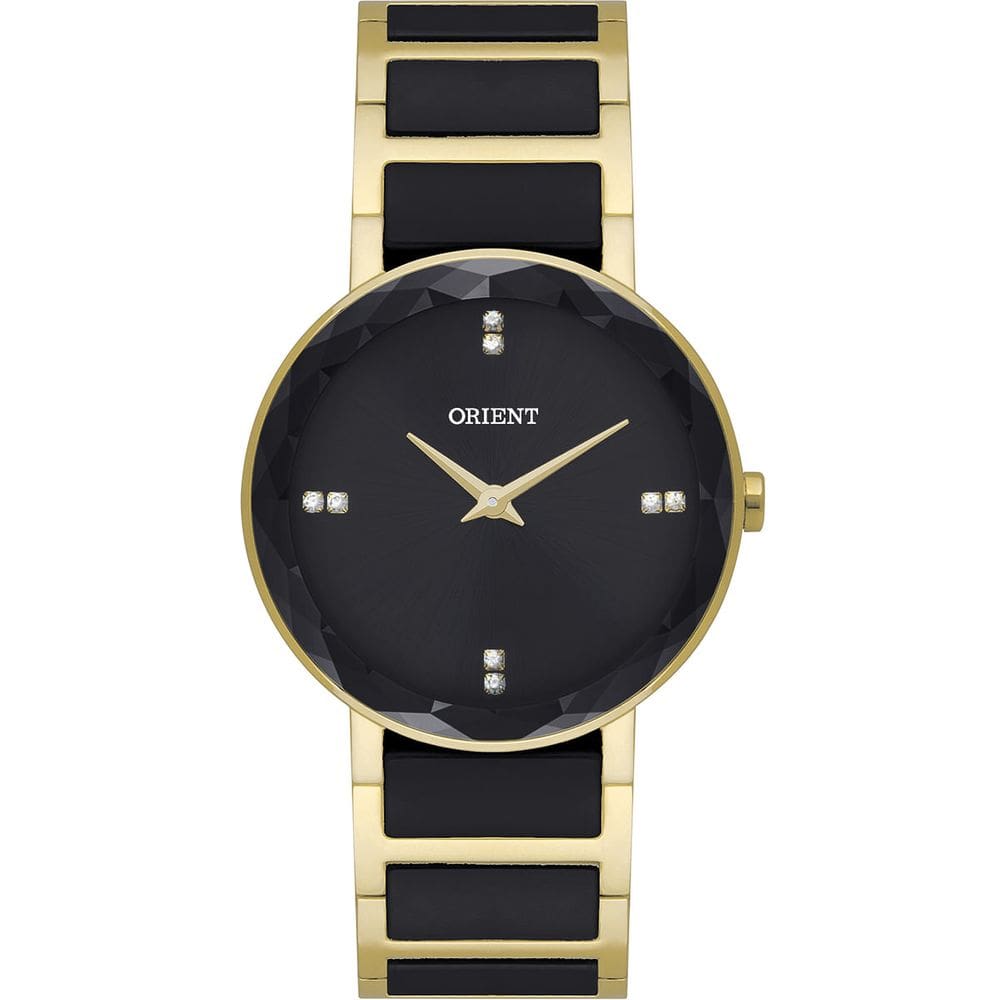 Relógio ORIENT Ceramic feminino preto dourado FTSS0136 P1KP