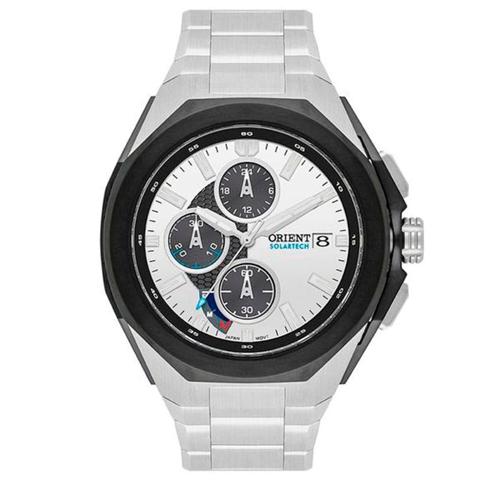 Relógio ORIENT masculino solartech prata MBSSC279 S1SX
