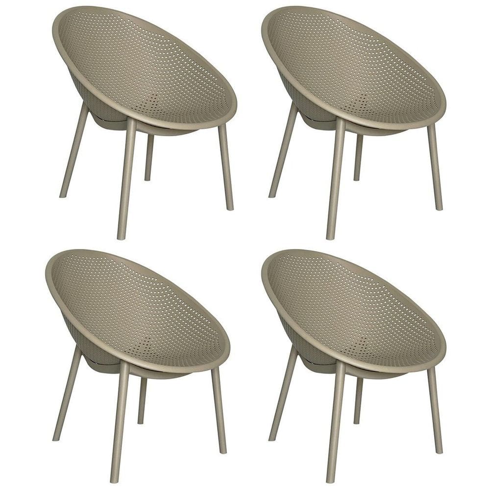 Kit com 4 Poltronas para Jardim e Área Externa Drops Cinza