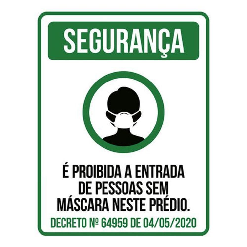 Kit 10 Placa Entrada Pessoas Máscara Prédio Ver 36X46