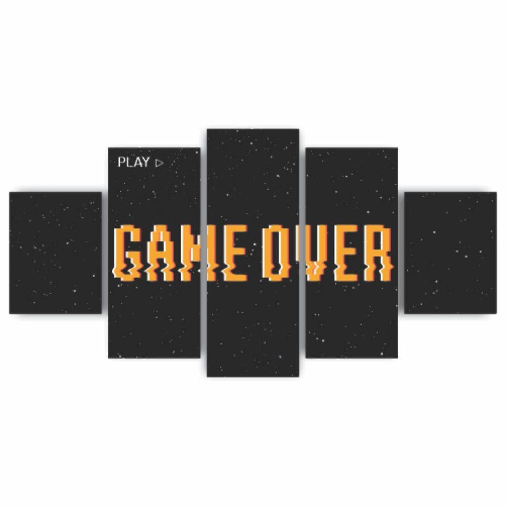 Kit 5 Quadros Decorativos Mdf Game Over Jogos Gamer