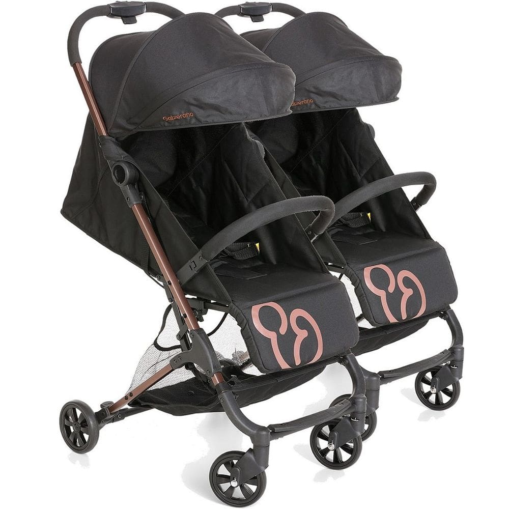 Carrinho para Gemeos Passeio Galzerano Duolee Duo Preto Cobre