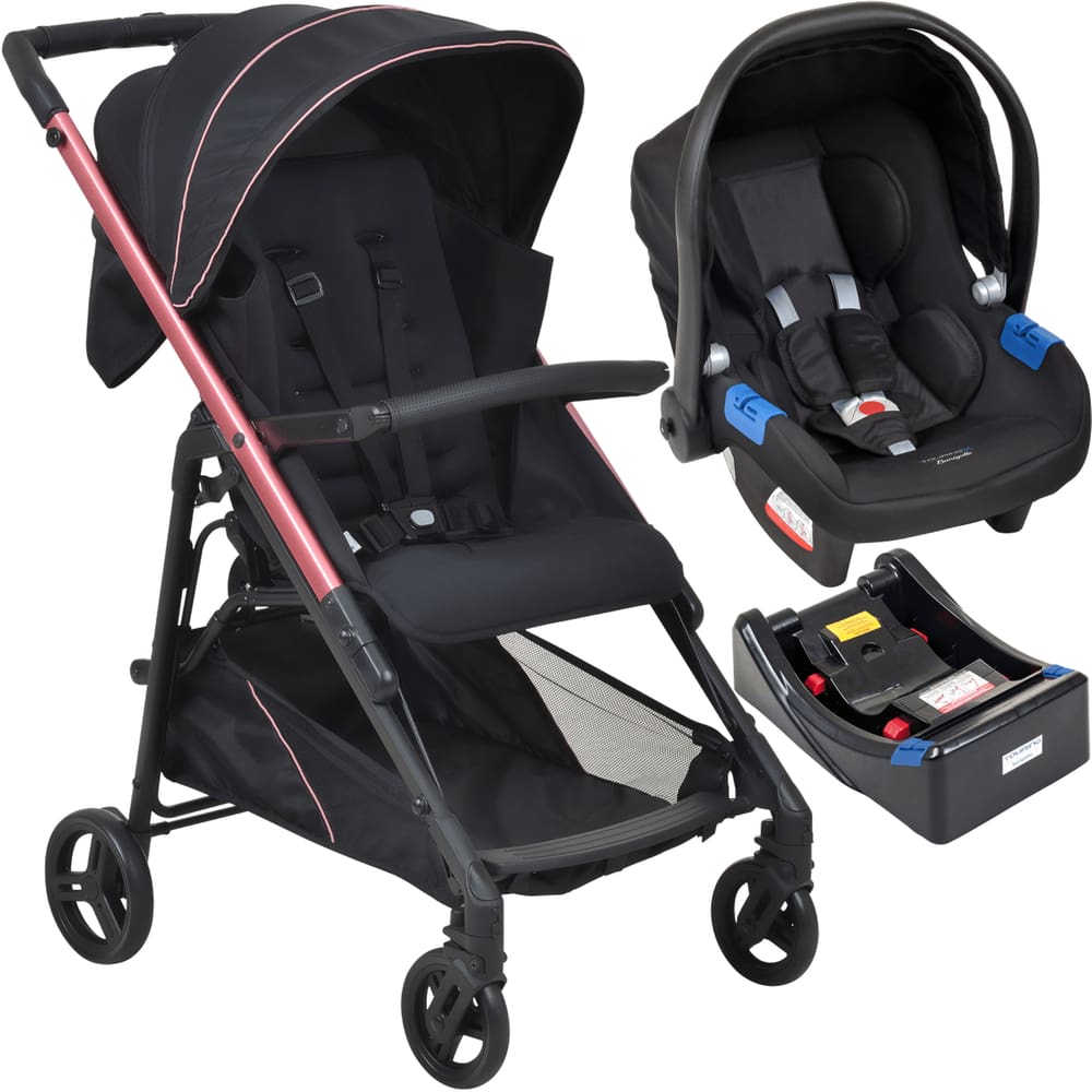 Carrinho de Bebe para Passeio Berço Burigotto Tak Metal Rose