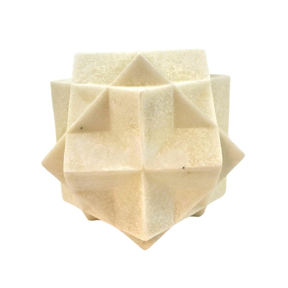 Escultura Geométrica Decorativa Branca 17Cm Resina G