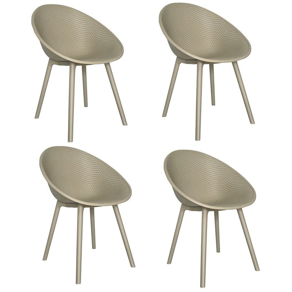 Kit com 4 Cadeiras para Jardim e Área Externa Drops Cinza
