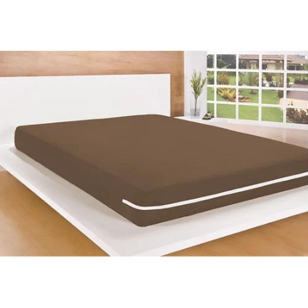 Capa De Colchão Cama Solteiro Com Zíper Malha Gel Tabaco
