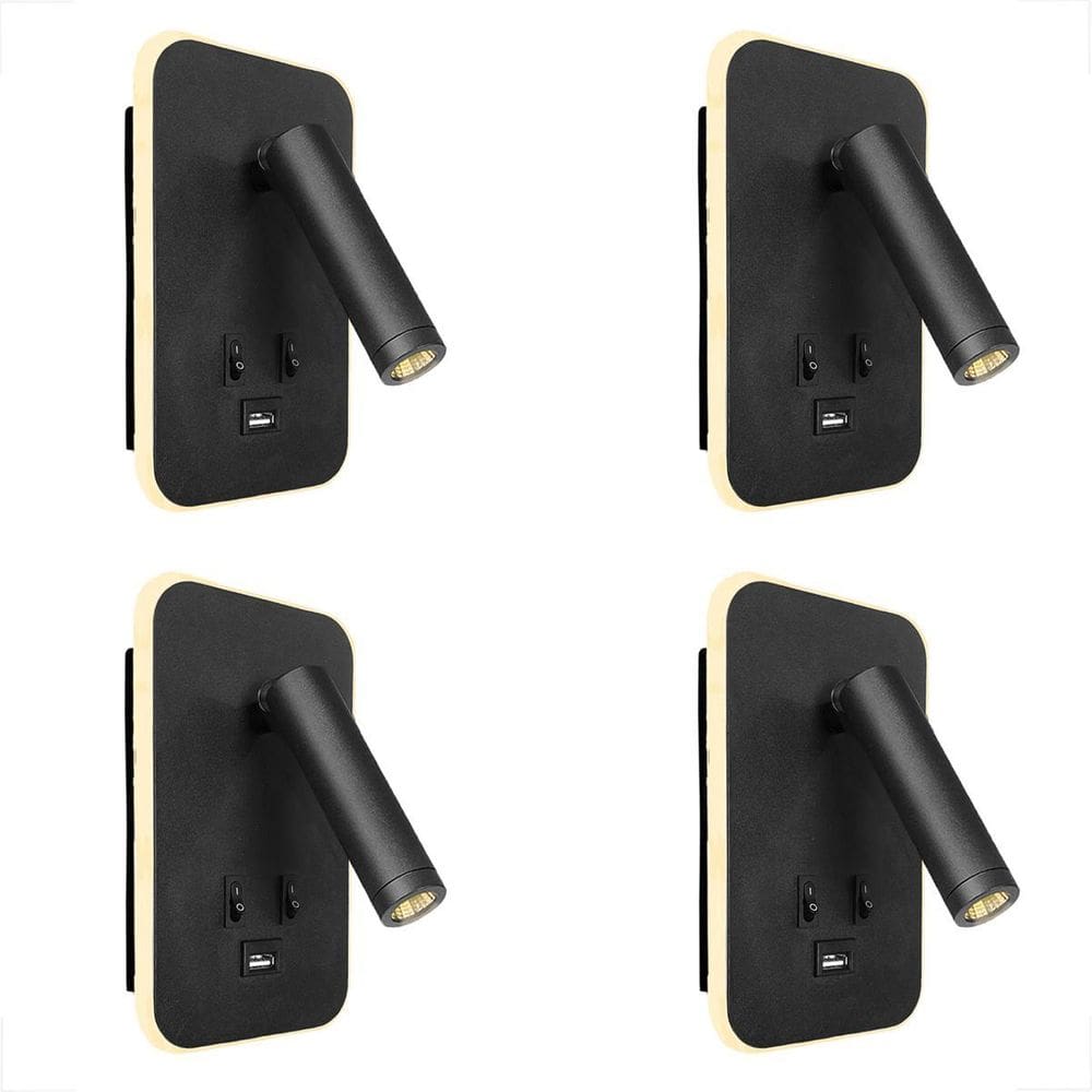 4 Arandela Led Foco Móvel Leitura Interruptor Usb Bet78