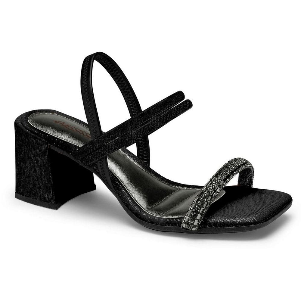 Sandália Feminina Mississipi Salto Brilhos Calce Facil ME381