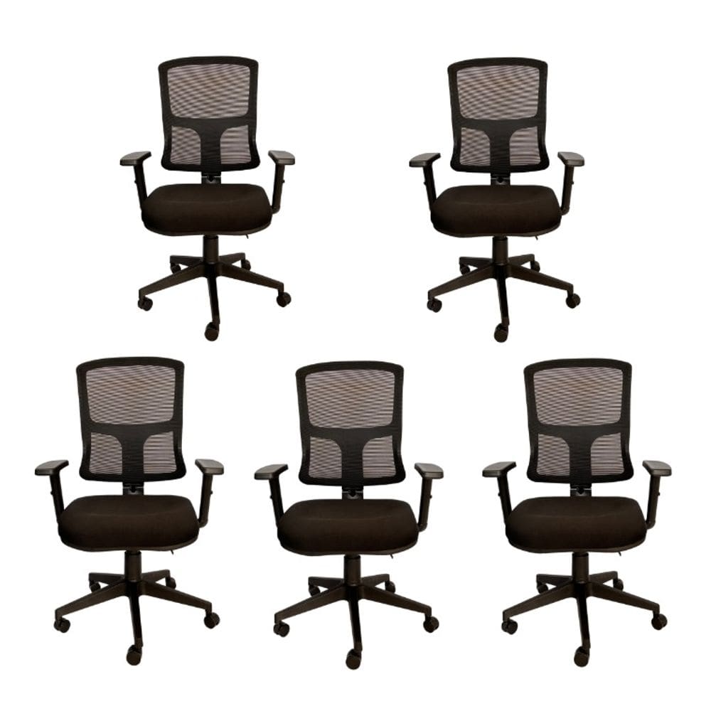 Cadeira Escritorio back system encosto telado nr17 Ergonomica preta G402A Atacadeiras KIT 5UN