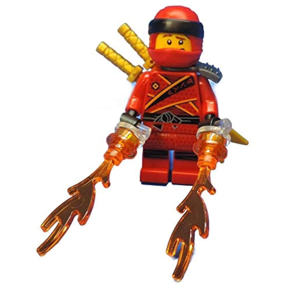 Minifigura LEGO Ninjago Kai com chamas e 2 espadas Katana douradas